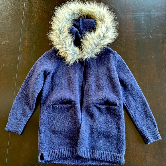 Faux fur hooded cardigan size 3T - Picture 1 of 3